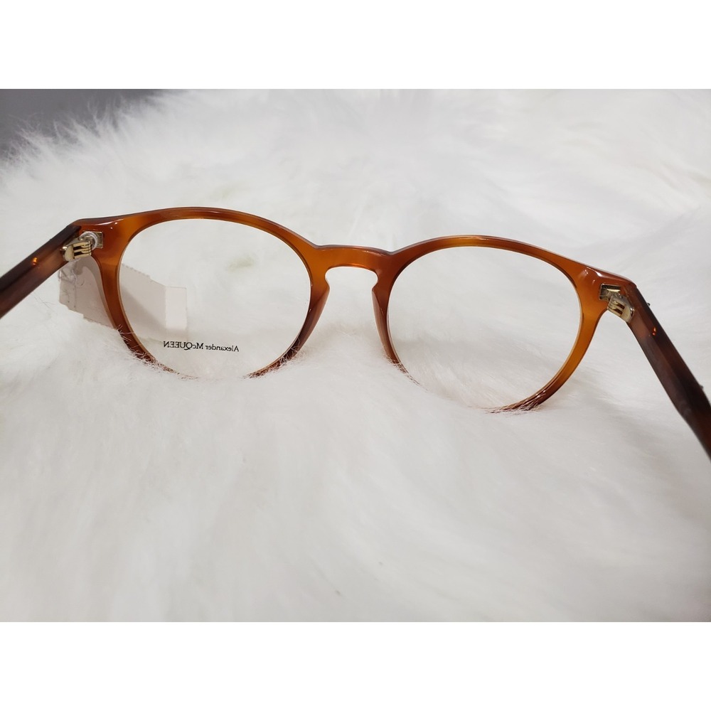Eyeglasses Alexander McQueen AM-0190-O Marble brown transparent ORANGE WOMENS - Picture 5 of 7